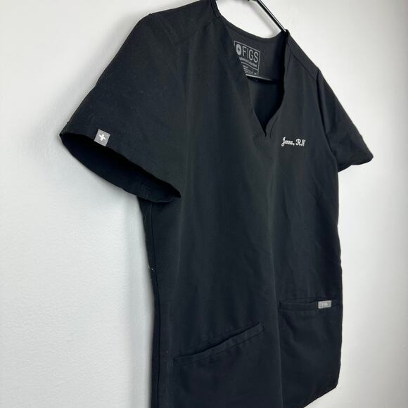 Figs Womens Technical Collection Short Sleeve Pullover V-Neck Black Scrub Top XS - Picture 3 of 10
